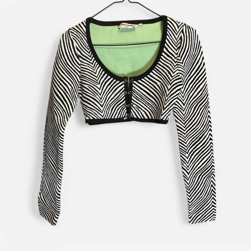 Opening Ceremony Zebra Print Women's Cropped Long Sleeve Top